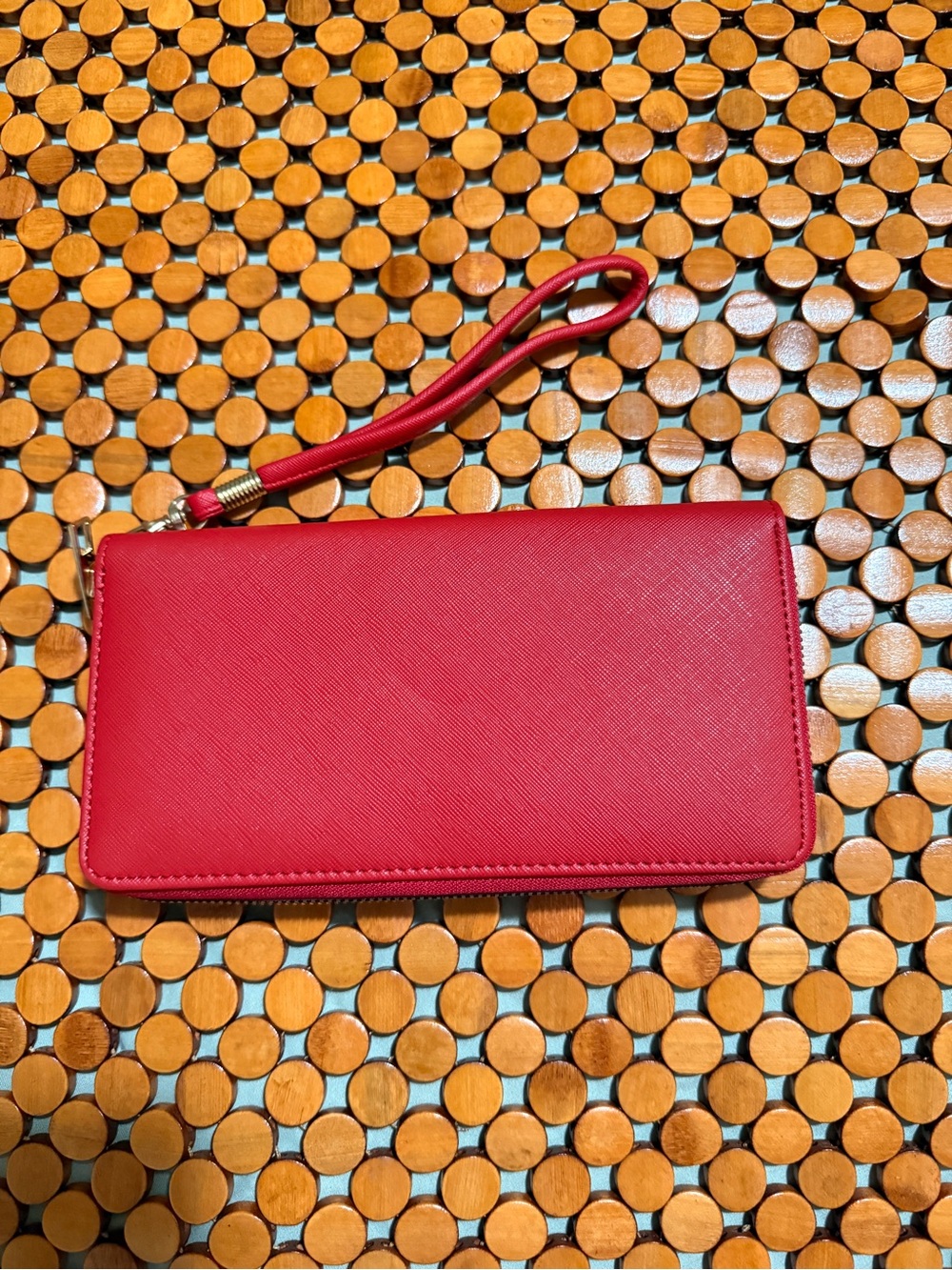 Accessorize Red Wristlet Clutch with Gold Medallion - Picture 2 of 5
